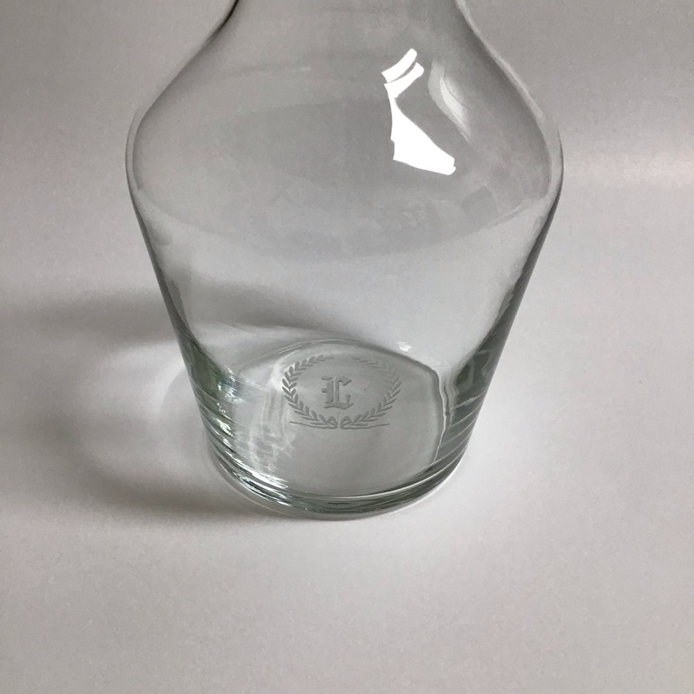 Letter L Monogram Wine Decanter Carafe 6 Glasses SET Etched Clear Glass Barware - Picture 12 of 16